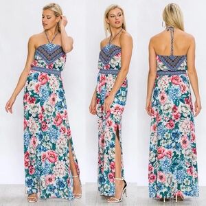 NWT Floral Halter Maxi Dress Size Small